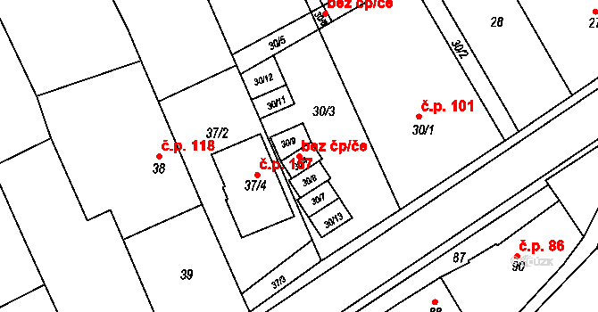 Kanice 42469210 na parcele st. 30/4 v KÚ Kanice, Katastrální mapa