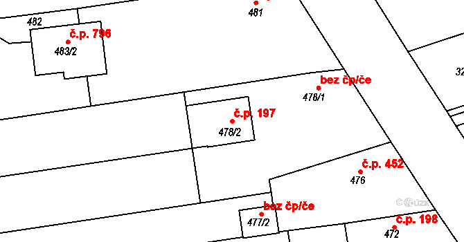 Bolatice 197 na parcele st. 478/2 v KÚ Bolatice, Katastrální mapa