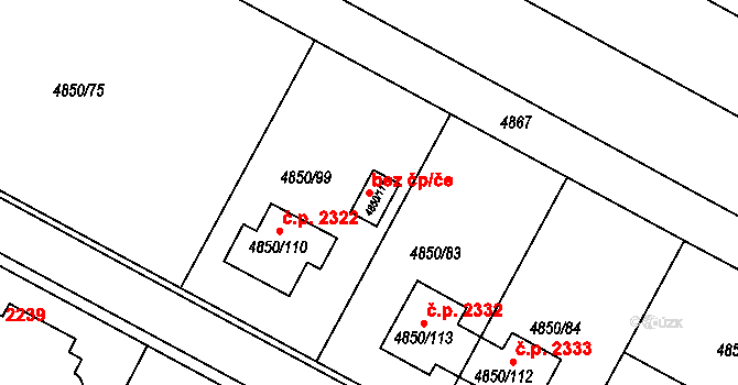 Boskovice 49413210 na parcele st. 4850/111 v KÚ Boskovice, Katastrální mapa