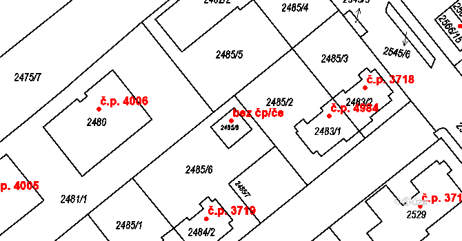 Chomutov 50054210 na parcele st. 2485/8 v KÚ Chomutov II, Katastrální mapa