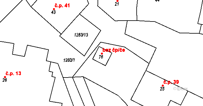 Černovice 51107210 na parcele st. 76 v KÚ Vlkosovice, Katastrální mapa