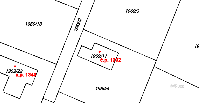 Vratimov 1292 na parcele st. 1969/11 v KÚ Vratimov, Katastrální mapa