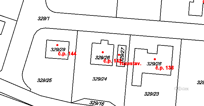 Cholupice 142, Praha na parcele st. 329/26 v KÚ Cholupice, Katastrální mapa