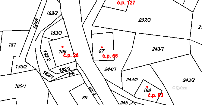 Mistrovice 55 na parcele st. 87 v KÚ Mistrovice nad Orlicí, Katastrální mapa