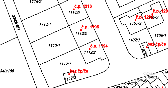 Třešť 1195 na parcele st. 1113/2 v KÚ Třešť, Katastrální mapa