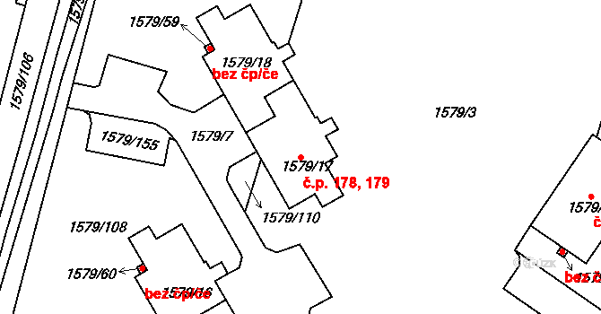Malé Předměstí 178,179, Horšovský Týn na parcele st. 1579/17 v KÚ Horšovský Týn, Katastrální mapa