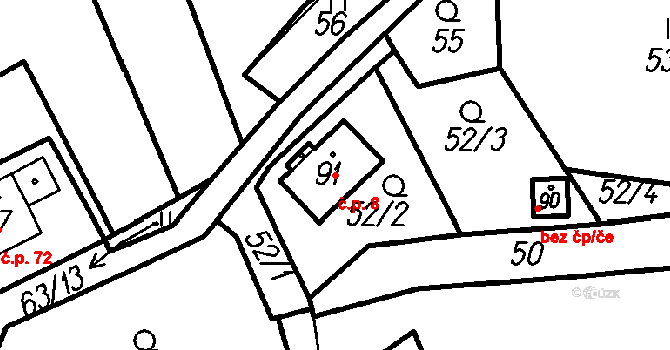 Chlistov 8 na parcele st. 91 v KÚ Chlistov, Katastrální mapa