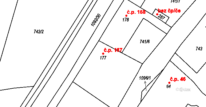 Dnešice 167 na parcele st. 177 v KÚ Dnešice, Katastrální mapa
