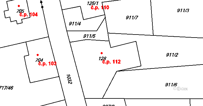 Velká Ves 112, Broumov na parcele st. 128 v KÚ Velká Ves u Broumova, Katastrální mapa
