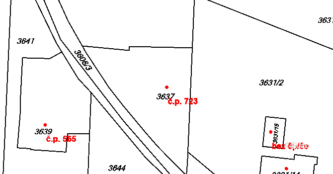 Dětmarovice 723 na parcele st. 3637 v KÚ Dětmarovice, Katastrální mapa