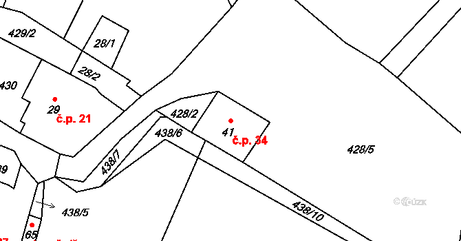 Branišov 34, Zdíkov na parcele st. 41 v KÚ Branišov u Zdíkovce, Katastrální mapa