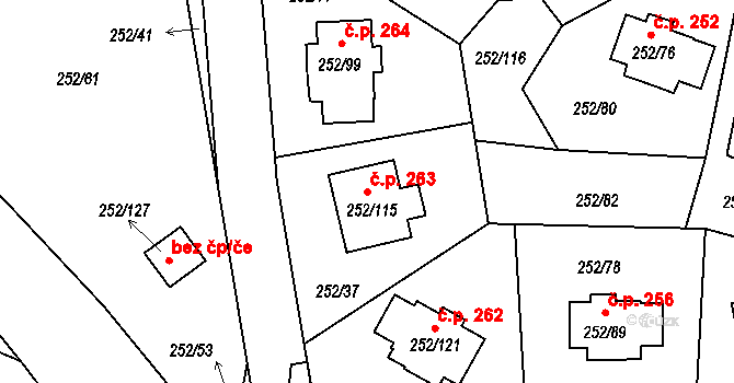 Chlum 263, Křemže na parcele st. 252/115 v KÚ Chlum u Křemže, Katastrální mapa