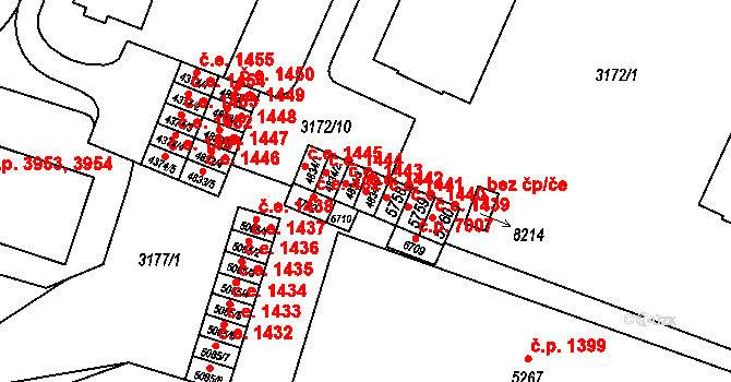 Zlín 1442 na parcele st. 4834/4 v KÚ Zlín, Katastrální mapa