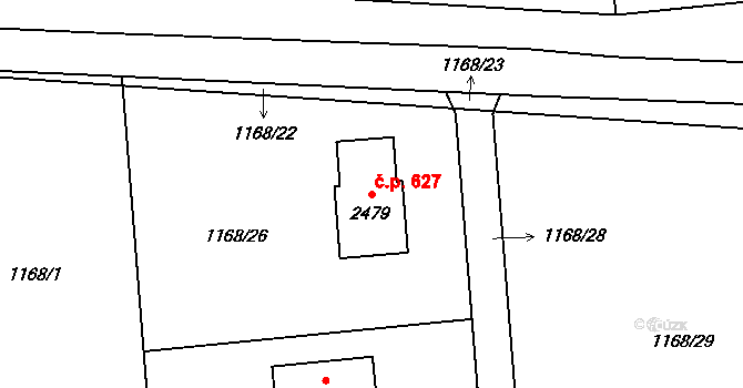 Morávka 627 na parcele st. 2479 v KÚ Morávka, Katastrální mapa