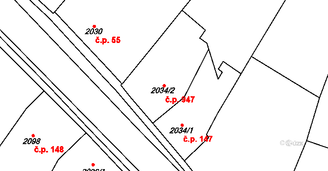 Pohořelice 947 na parcele st. 2034/2 v KÚ Pohořelice nad Jihlavou, Katastrální mapa