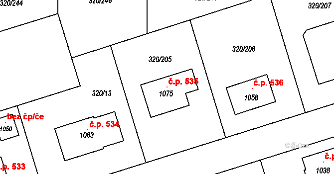Třemošnice 535 na parcele st. 1075 v KÚ Třemošnice nad Doubravou, Katastrální mapa