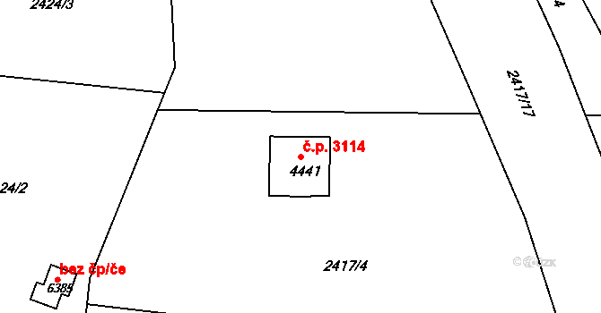 Kroměříž 3114 na parcele st. 4441 v KÚ Kroměříž, Katastrální mapa