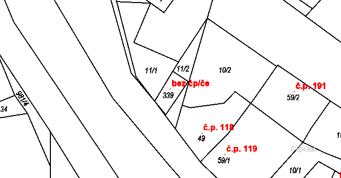 Olovnice 104008211 na parcele st. 339 v KÚ Olovnice, Katastrální mapa