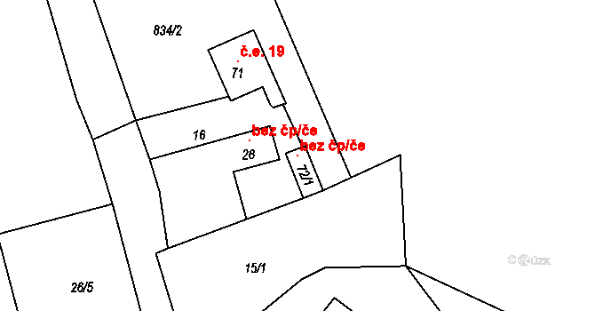Bezvěrov 105704211 na parcele st. 72/1 v KÚ Žernovník u Dolního Jamného, Katastrální mapa