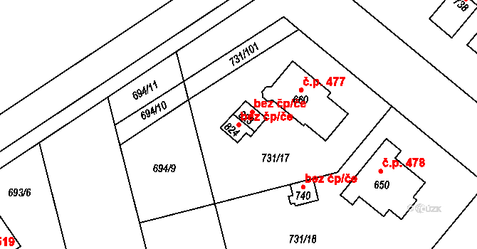 Olšany u Prostějova 105785211 na parcele st. 824 v KÚ Olšany u Prostějova, Katastrální mapa