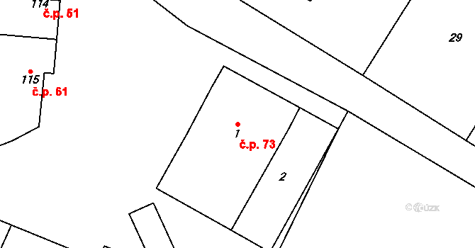Stupešice 73, Běhařovice na parcele st. 1 v KÚ Stupešice, Katastrální mapa