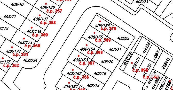 Dobšice 368 na parcele st. 408/154 v KÚ Dobšice u Znojma, Katastrální mapa