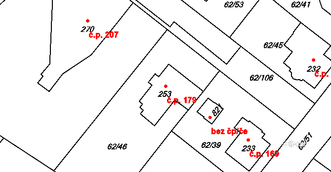 Radošovice 179, Říčany na parcele st. 253 v KÚ Říčany-Radošovice, Katastrální mapa