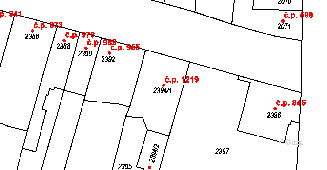 Slavkov u Brna 1219 na parcele st. 2394/1 v KÚ Slavkov u Brna, Katastrální mapa