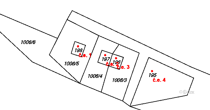 Ruda 2, Tvrdkov na parcele st. 197 v KÚ Ruda u Rýmařova, Katastrální mapa