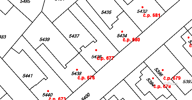 Kročehlavy 677, Kladno na parcele st. 5436 v KÚ Kročehlavy, Katastrální mapa