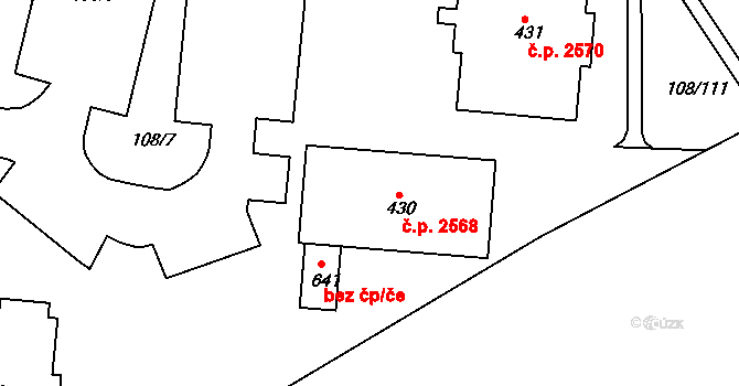 Šumperk 2568 na parcele st. 430 v KÚ Dolní Temenice, Katastrální mapa