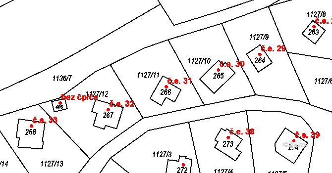 Lhota Veselka 31, Postupice na parcele st. 266 v KÚ Postupice, Katastrální mapa
