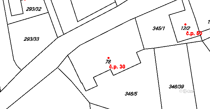 Hatě 30, Skuhrov na parcele st. 78 v KÚ Skuhrov pod Brdy, Katastrální mapa