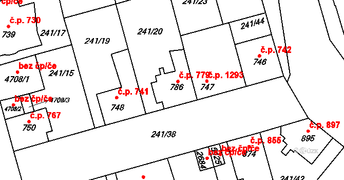 Blansko 779 na parcele st. 786 v KÚ Blansko, Katastrální mapa