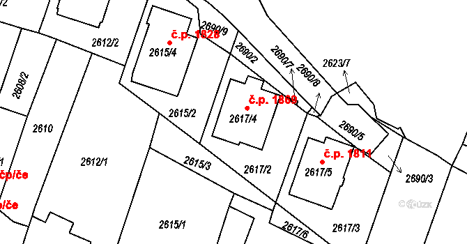 Tachov 1869 na parcele st. 2617/4 v KÚ Tachov, Katastrální mapa