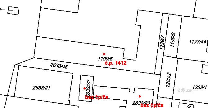 Předměstí 1412, Moravská Třebová na parcele st. 1199/6 v KÚ Moravská Třebová, Katastrální mapa