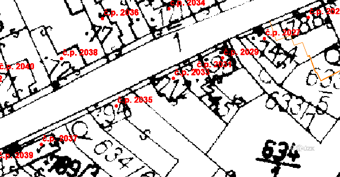 Podlusky 2033, Roudnice nad Labem na parcele st. 212 v KÚ Podlusky, Katastrální mapa