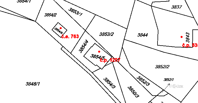 Lutyně 1297, Orlová na parcele st. 3854/5 v KÚ Horní Lutyně, Katastrální mapa
