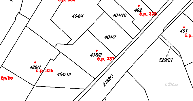 Sobotka 337 na parcele st. 435/2 v KÚ Sobotka, Katastrální mapa