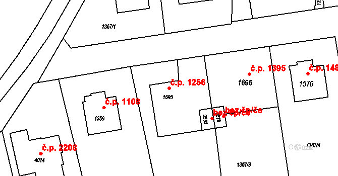 Rožnov pod Radhoštěm 1256 na parcele st. 1695 v KÚ Rožnov pod Radhoštěm, Katastrální mapa
