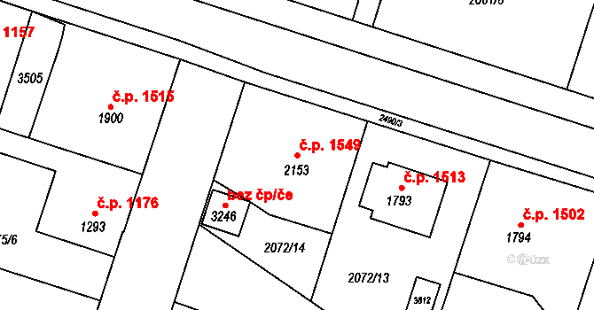 Hořice 1549 na parcele st. 2153 v KÚ Hořice v Podkrkonoší, Katastrální mapa