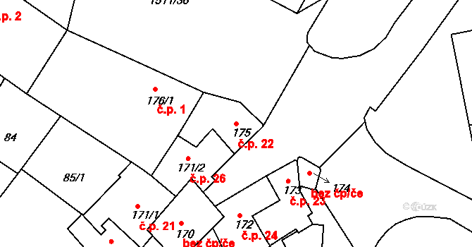 Prachatice I 22, Prachatice na parcele st. 175 v KÚ Prachatice, Katastrální mapa