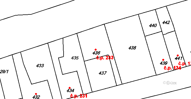 Neštěmice 233, Ústí nad Labem na parcele st. 436 v KÚ Neštěmice, Katastrální mapa