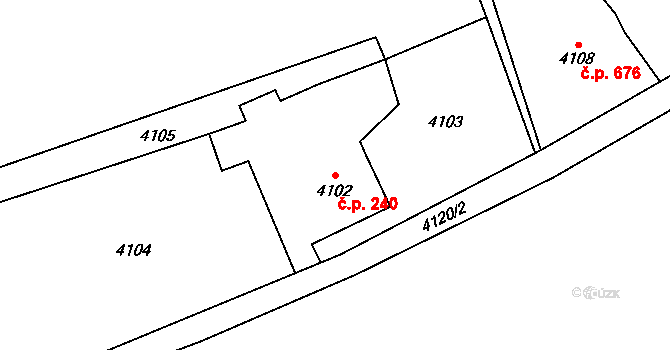 Dolní Lutyně 240 na parcele st. 4102 v KÚ Dolní Lutyně, Katastrální mapa