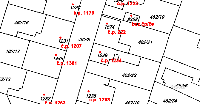 Lysá nad Labem 1234 na parcele st. 1239 v KÚ Lysá nad Labem, Katastrální mapa
