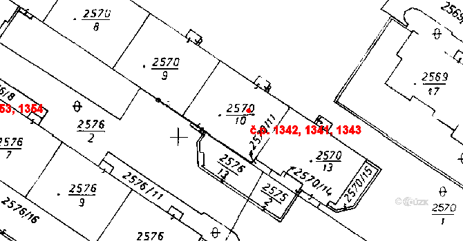 Poděbrady III 1341,1342,1343, Poděbrady na parcele st. 2570/10 v KÚ Poděbrady, Katastrální mapa