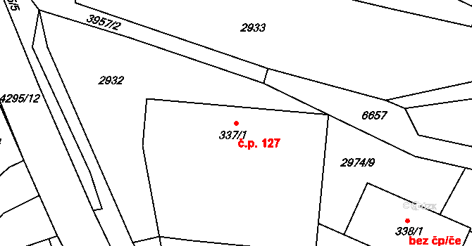 Čistá 127 na parcele st. 337/1 v KÚ Čistá u Litomyšle, Katastrální mapa