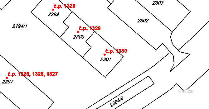 Duchcov 1330 na parcele st. 2301 v KÚ Duchcov, Katastrální mapa