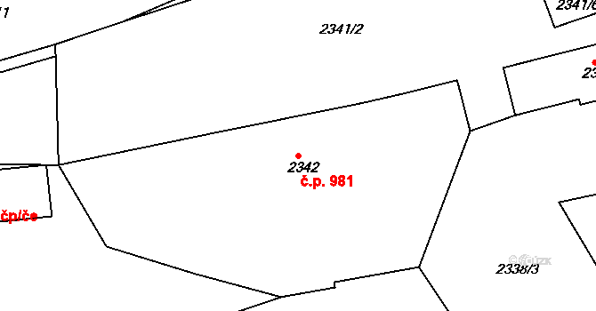 Smržovka 981 na parcele st. 2342 v KÚ Smržovka, Katastrální mapa