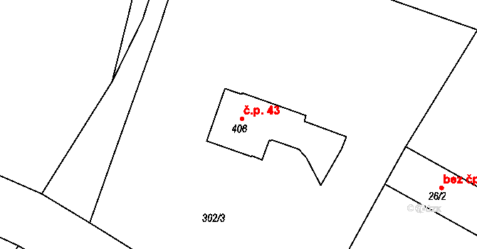 Lubno 43, Frýdlant nad Ostravicí na parcele st. 406 v KÚ Lubno, Katastrální mapa